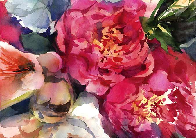 Paintings the beauty of flowers with watercolor on Trendy Art Ideas
