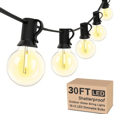 Outdoor String Lights LED 30Ft Patio Lights with 17 G40 LED Shatterproof Bulbs(2 Spare), UL Listed f Profile Picture